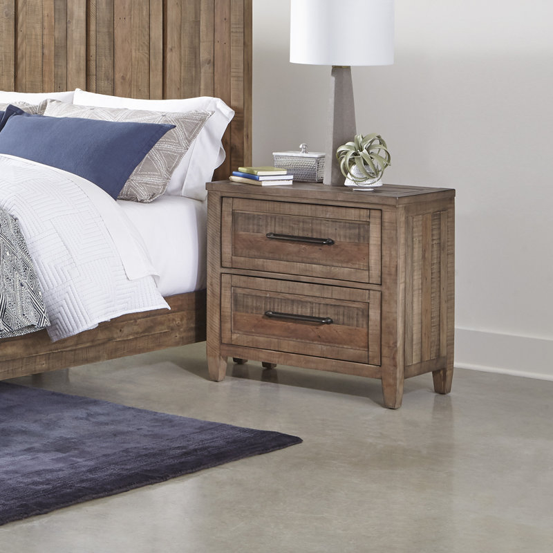 Foundstone™ Terence 2 Drawer Solid Wood Nightstand with Security Lock